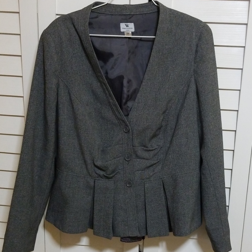 Worthington 16W pleated gray blazer